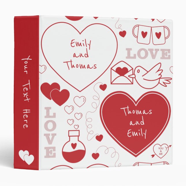 Valentine Pattern Binder - Red on White (Front/Spine)