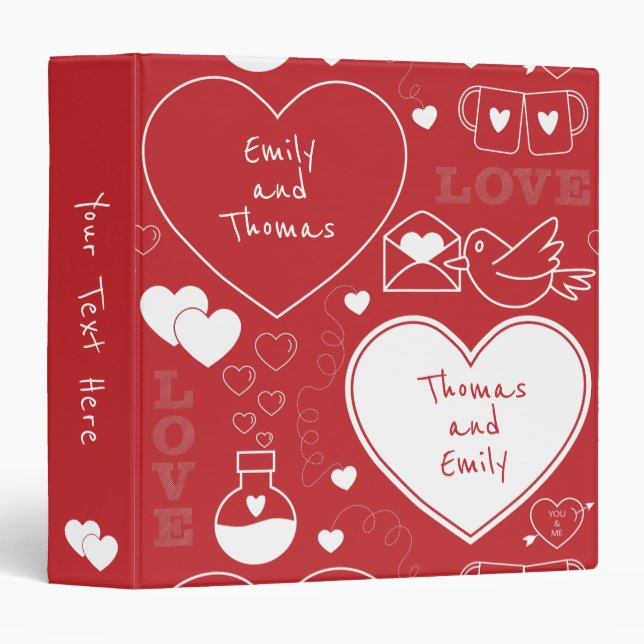 Valentine Pattern Binder - White on Red (Front/Spine)