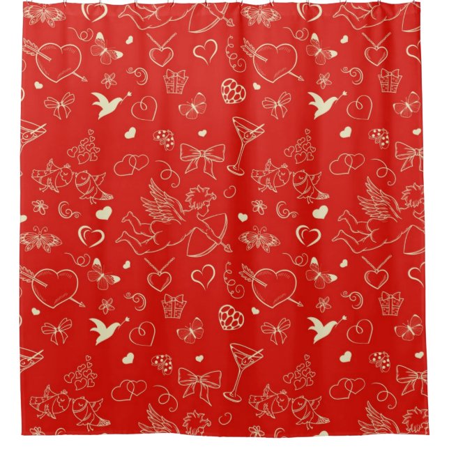 Valentine Pattern Shower Curtain (Front)
