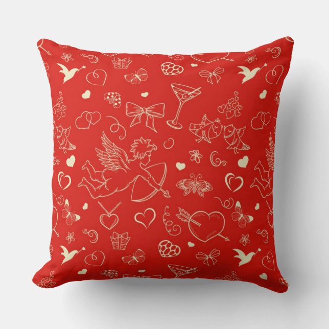 Valentine Pattern Throw Pillow (Front)