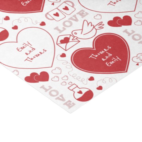 Valentine Pattern Tissue Paper _ Red on White