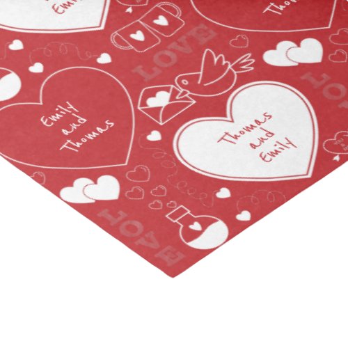 Valentine Pattern Tissue Paper _ White on Red