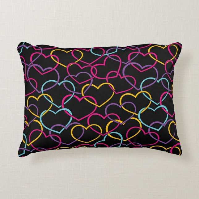 Valentine Pattern with Color Hearts Accent Pillow (Front)