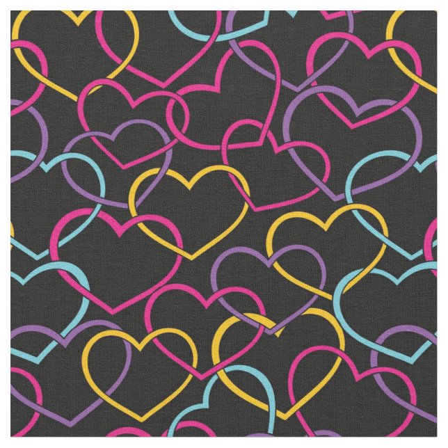 Valentine Pattern with Color Hearts Fabric (Close Up)