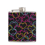 Valentine Pattern with Color Hearts Hip Flask