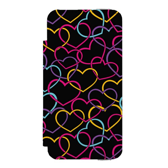 Valentine Pattern with Color Hearts Incipio iPhone Wallet Case (Folio Front)