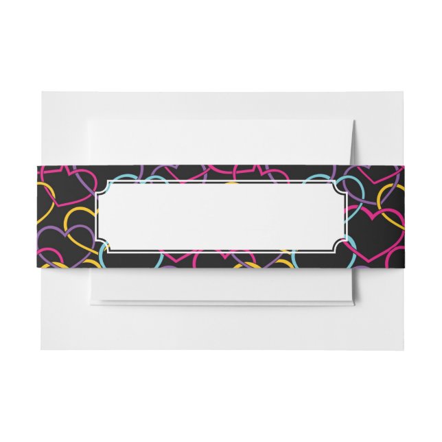 Valentine Pattern with Color Hearts Invitation Belly Band (Front Example)