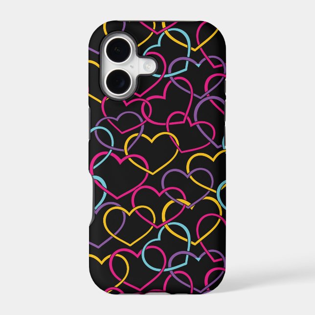 Valentine Pattern with Color Hearts Iphone Case (Back)