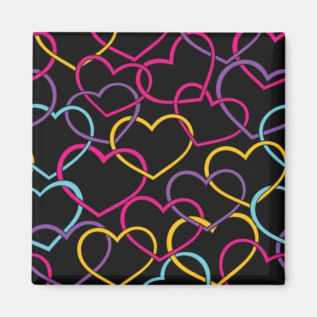 Valentine Pattern with Color Hearts Magnet (Front)