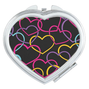 Valentine Pattern with Color Hearts Makeup Mirror
