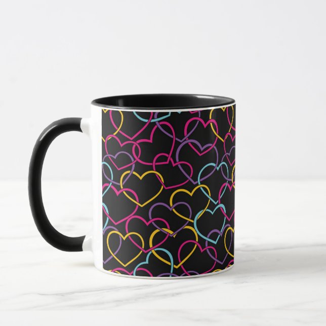 Valentine Pattern with Color Hearts Mug (Left)