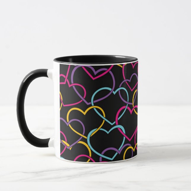 Valentine Pattern with Color Hearts Mug (Left)