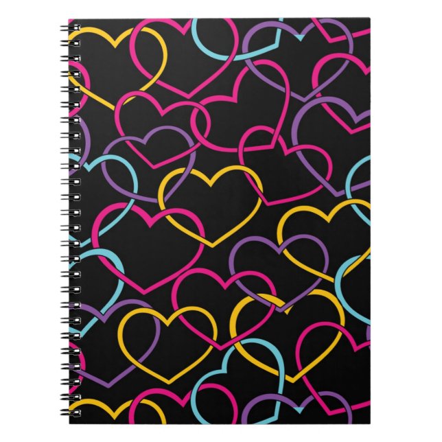 Valentine Pattern with Color Hearts Notebook (Front)