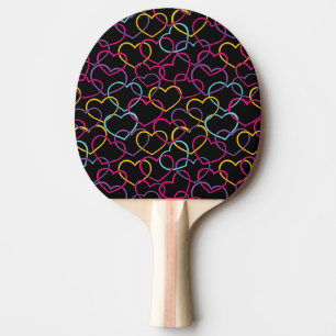 Valentine Pattern with Color Hearts Ping Pong Paddle