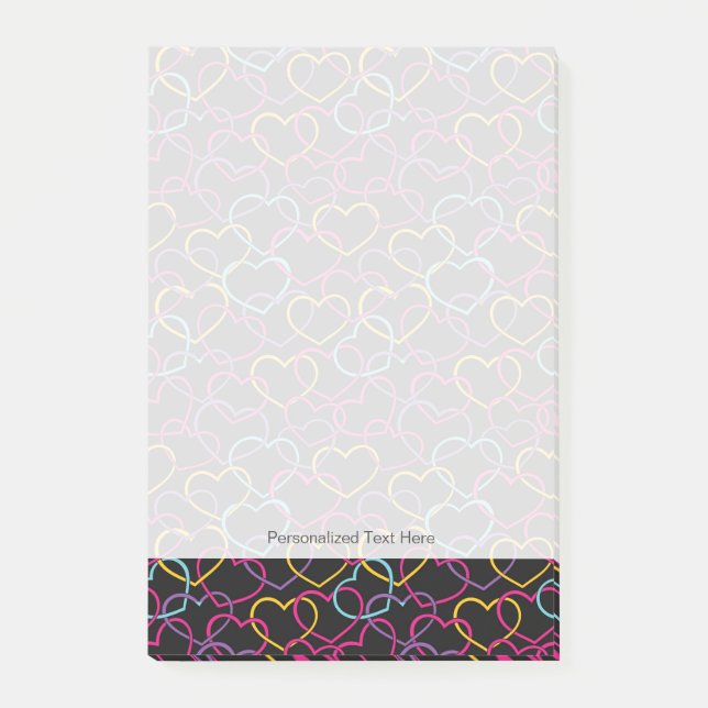 Valentine Pattern with Color Hearts Post-it Notes (Front)