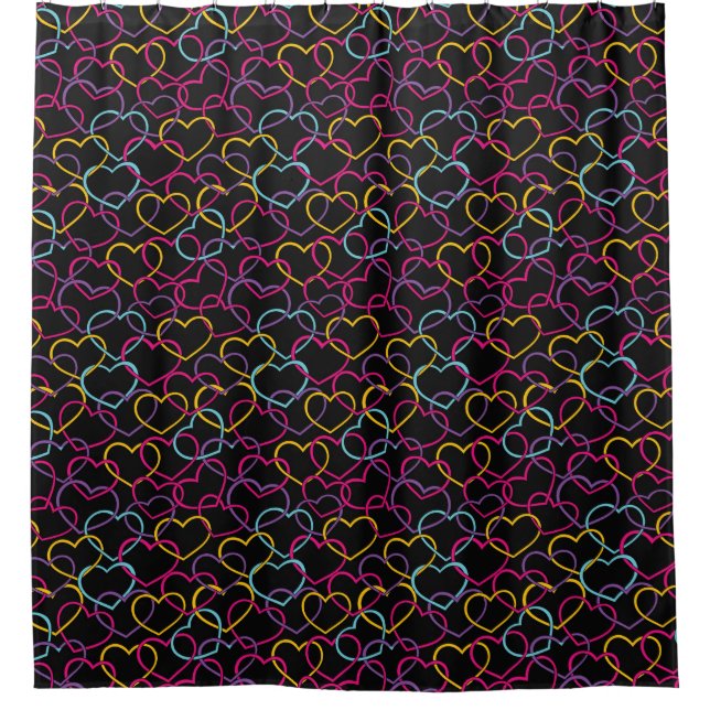 Valentine Pattern with Color Hearts Shower Curtain (Front)
