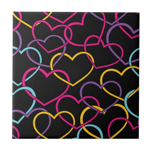 Valentine Pattern with Color Hearts Tile (Front)