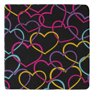 Valentine Pattern with Color Hearts Trivet