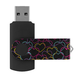 Valentine Pattern with Color Hearts USB Flash Drive