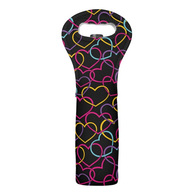 Valentine Pattern with Color Hearts Wine Bag (Front)