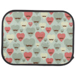 Valentine pattern with heart and mustache car mat
