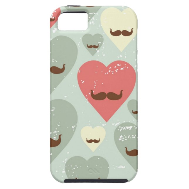 Valentine pattern with heart and mustache Case-Mate iPhone case (Back)