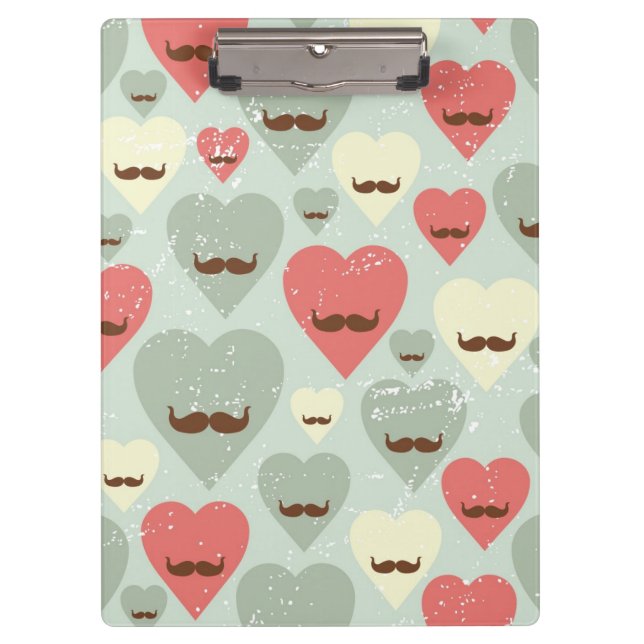 Valentine pattern with heart and mustache clipboard (Front)