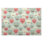 Valentine pattern with heart and mustache cloth placemat