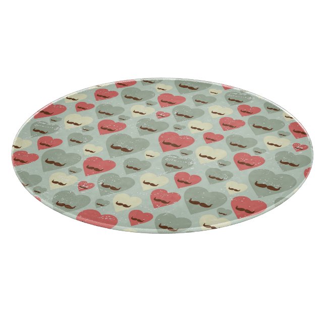 Valentine pattern with heart and mustache cutting board (Corner)