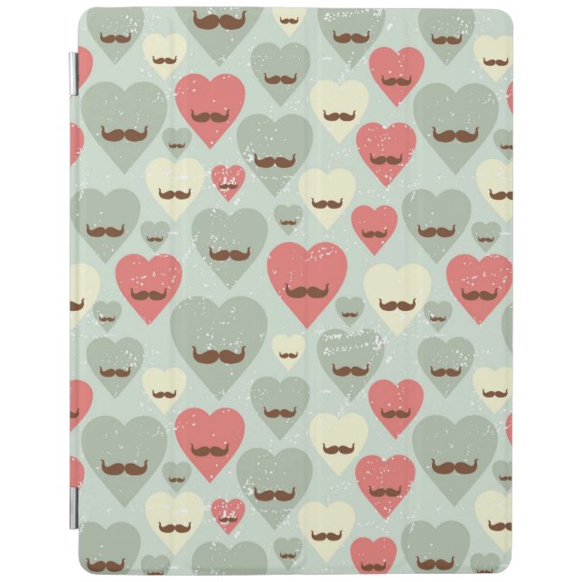 Valentine pattern with heart and mustache iPad smart cover (Front)