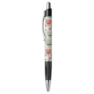 Valentine pattern with heart and mustache pen