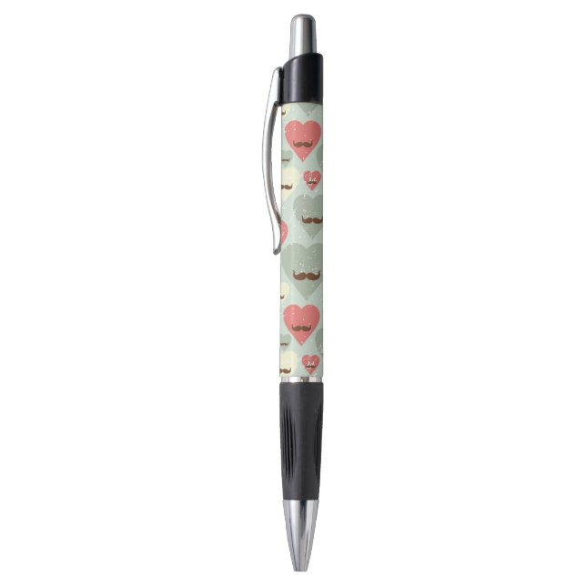 Valentine pattern with heart and mustache pen (Top (Vertical))