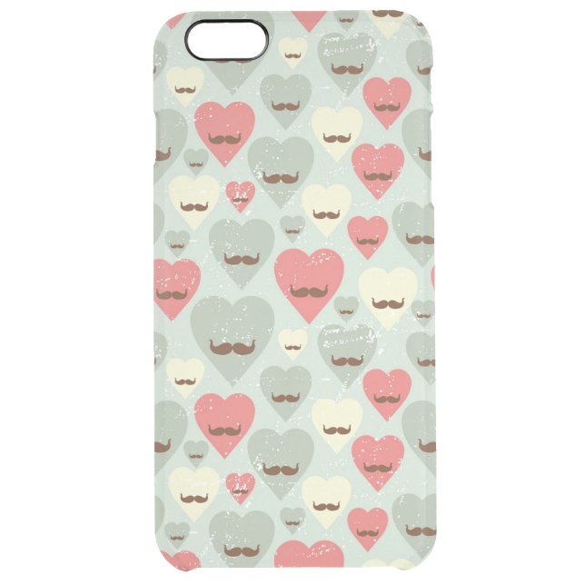 Valentine pattern with heart and mustache uncommon iPhone case (Back)