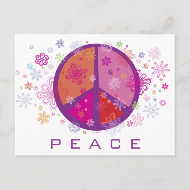 Valentine Peace Sign Holiday Postcard (Front)