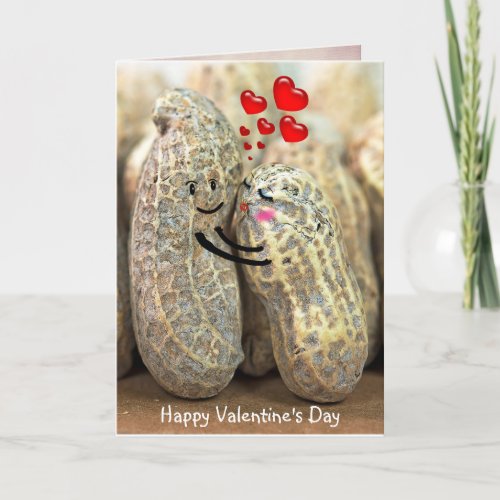 valentine peanuts and red hearts card