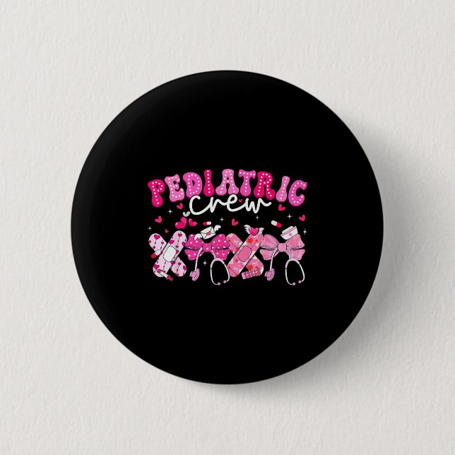 Valentine Pediatric Crew Xoxo Nurse Coquette Bow P Button (Front)