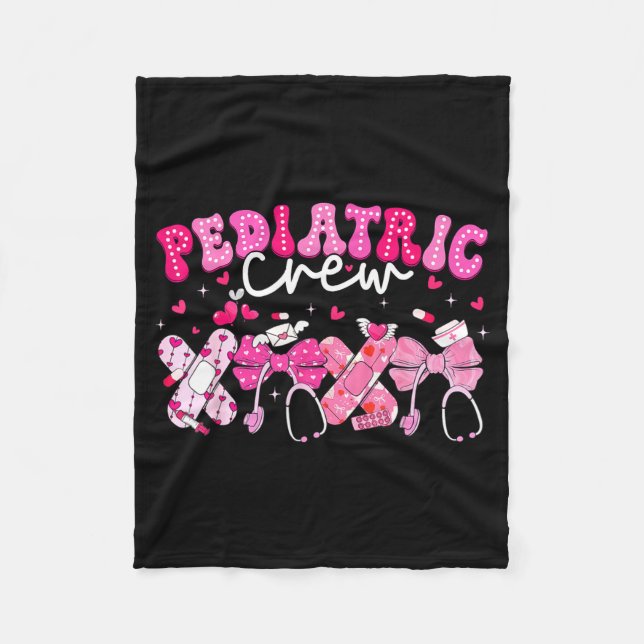 Valentine Pediatric Crew Xoxo Nurse Coquette Bow P Fleece Blanket (Front)