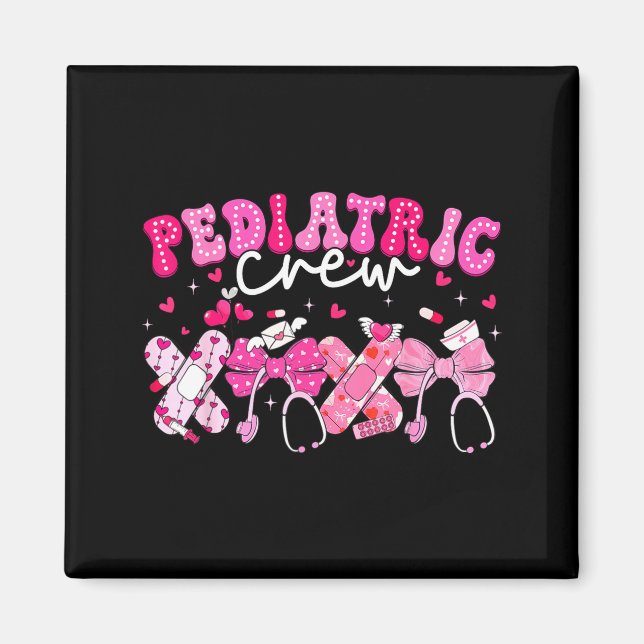 Valentine Pediatric Crew Xoxo Nurse Coquette Bow P Magnet (Front)
