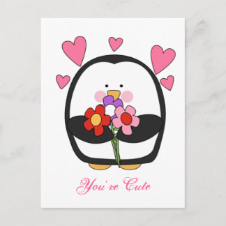 Valentine Penguin Holiday Postcard