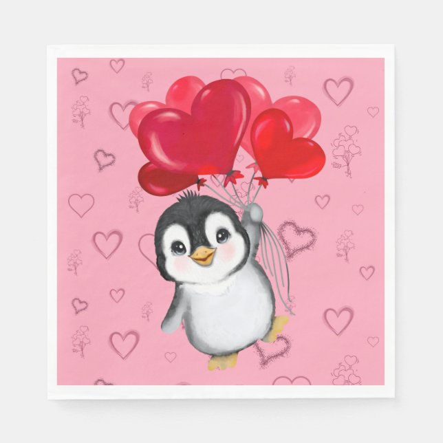 Valentine Penguin  Napkins (Front)