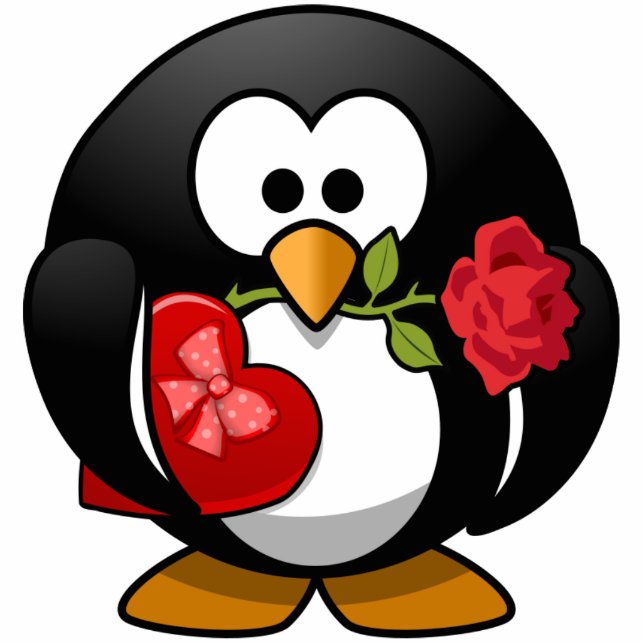 Valentine Penguin Photo Sculpture for Desk 4 sizes (Front)