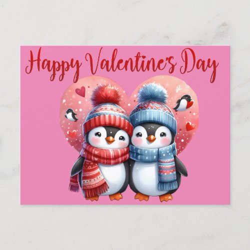Valentine Penguins  Postcard