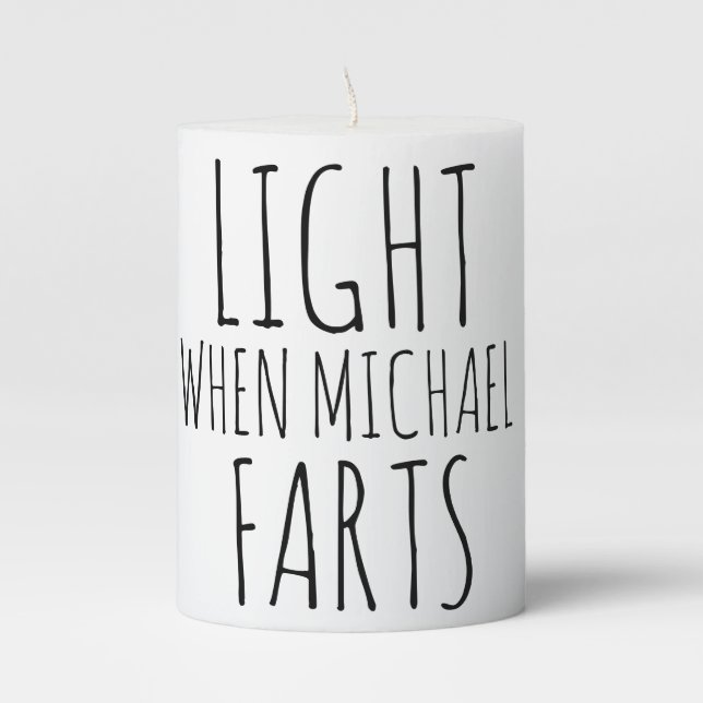 Valentine Personalized Light When Name Farts Pillar Candle (Front)