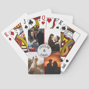 Valentine personalized photo collage and names poker cards