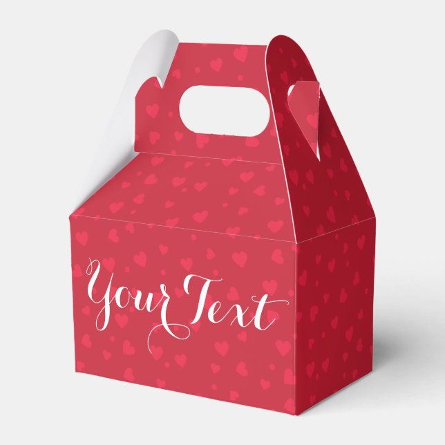Valentine Personalized Red Hearts pattern design Favor Boxes (Front Side)
