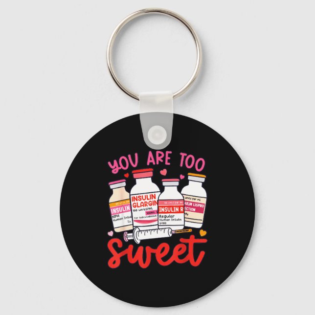 Valentine Pharmacist Diabetic Nurse Insulin Diabet Keychain (Front)