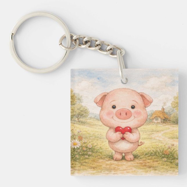 Valentine Pig Keychain (Front)