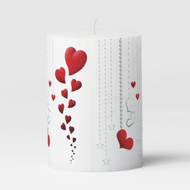 Valentine Pillar Candle, Valentine Party Decor Candle (Back)