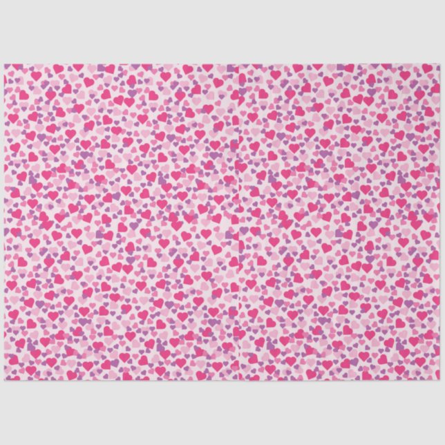 Valentine Pink and Purple Hearts Tissue Paper (Front)
