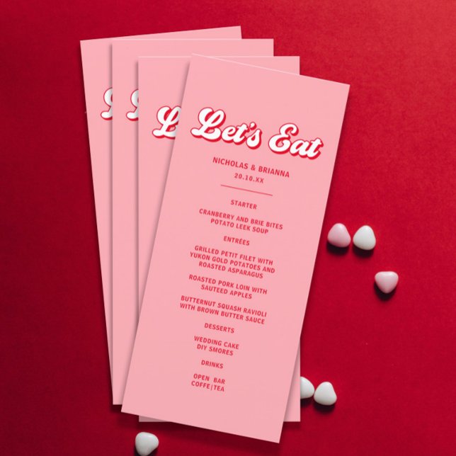 Valentine Pink and Red Wedding  Menu (Creator Uploaded)